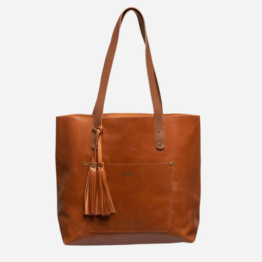 Classic Leather Tote- Hazelnut Brown Verified Leather