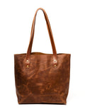 Classic Leather Tote- Saddle Brown