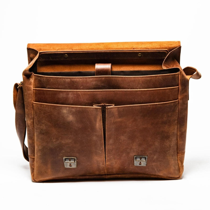 Coarse Leather Messenger 16" Verified Leather
