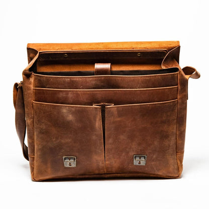 Coarse Leather Messenger 16" Verified Leather
