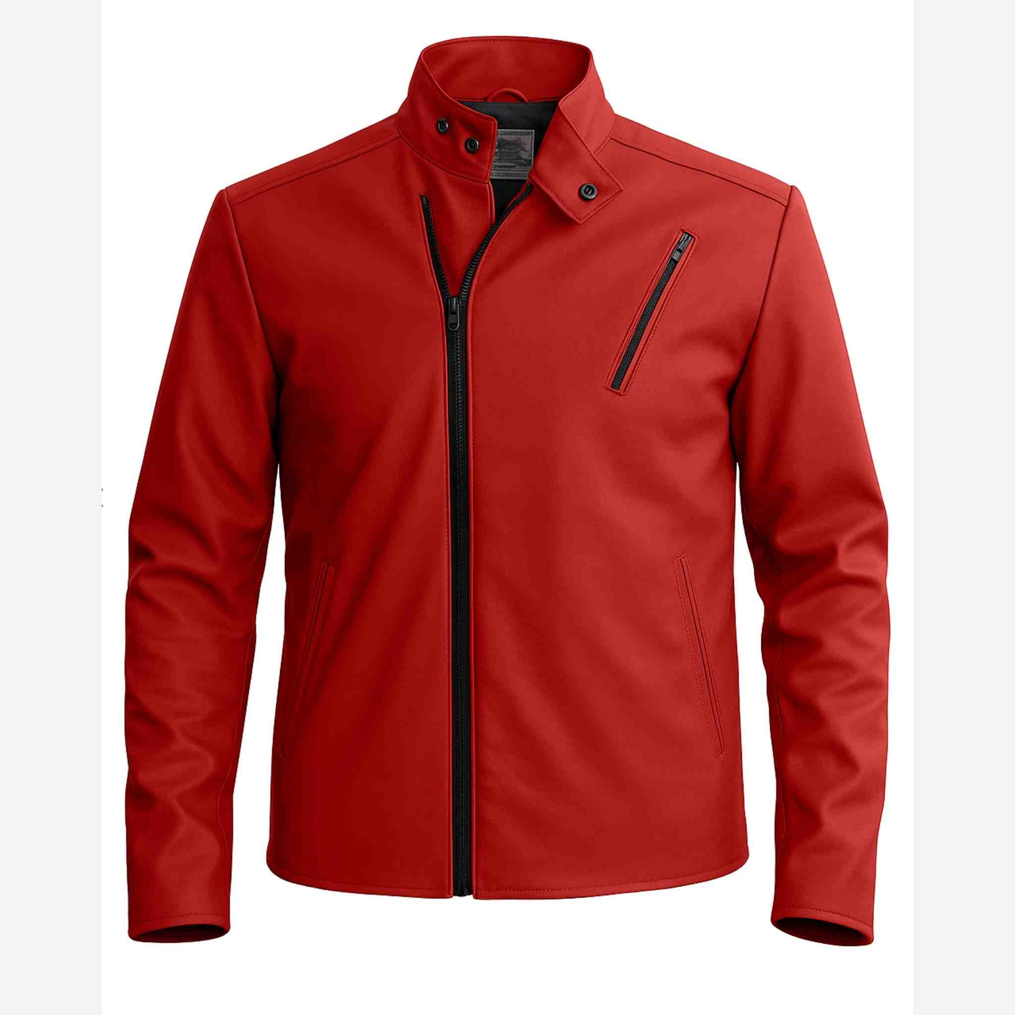 Stylish Red Men Stylish Synthetic Leather Jacket