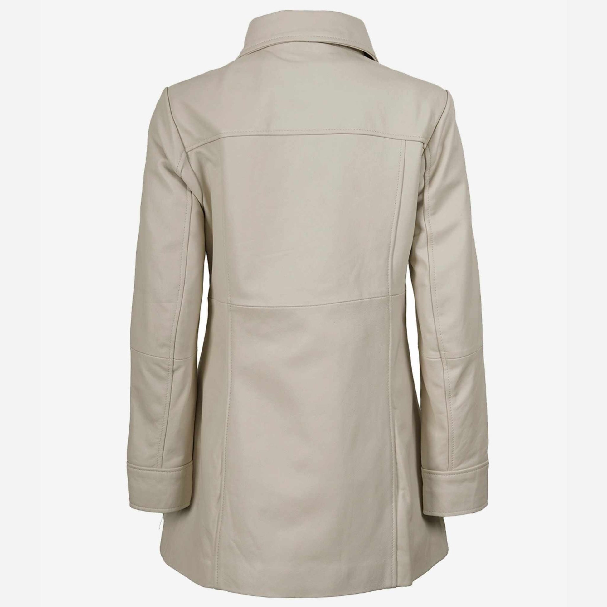 Beige leather coat on a white background
