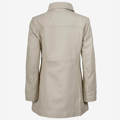 Beige leather coat on a white background