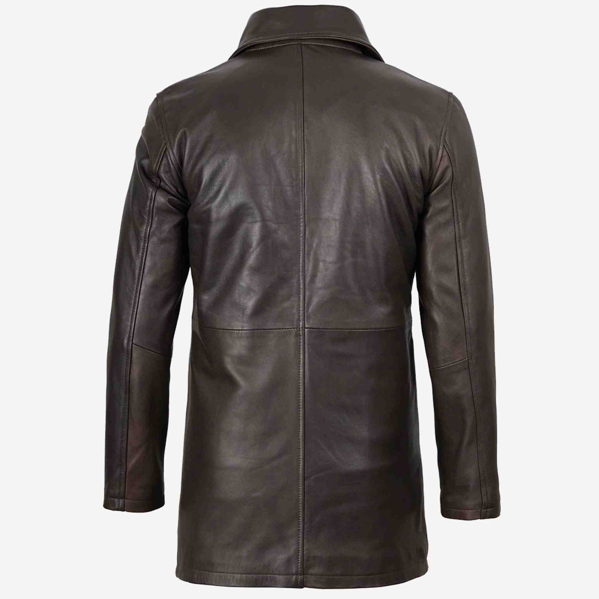 Brown leather coat on a white background