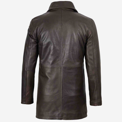 Brown leather coat on a white background