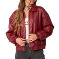 Mary Maroon Bomber Leather Jacket