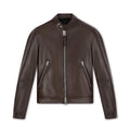 Classic Dark Brown Leather Racer Jacket