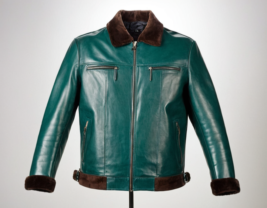 Teal Green Leather Jacket Mens Verified Leather