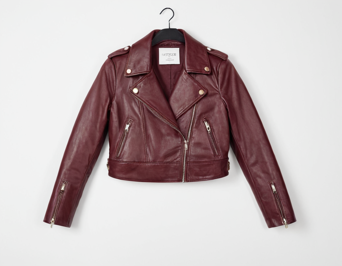 Womens Maroon Real Leather Cropped Jacket Verified Leather