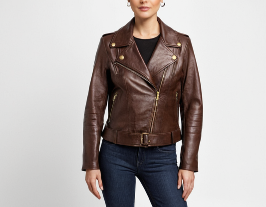 Chocolate Brown Leather Jacket Women
