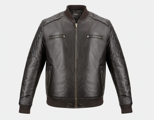 Men Black Bomber Leather Jacket