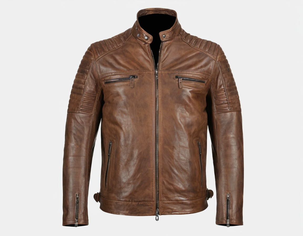 Men Brown Distressed Biker Leather Jacket Verified Leather