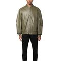 Green Mens Jacket Leather Bomber