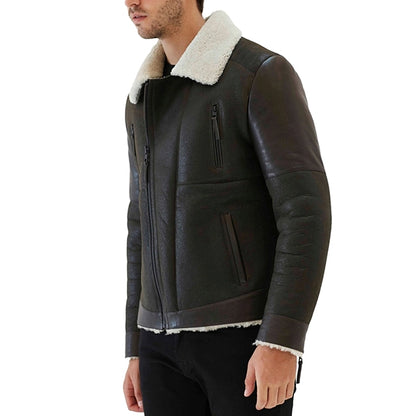 Mens Black Shearling Leather Jacket