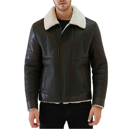 Mens Black Shearling Leather Jacket
