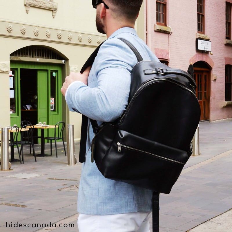 Leather Backpack Rucksack - Black Verified Leather