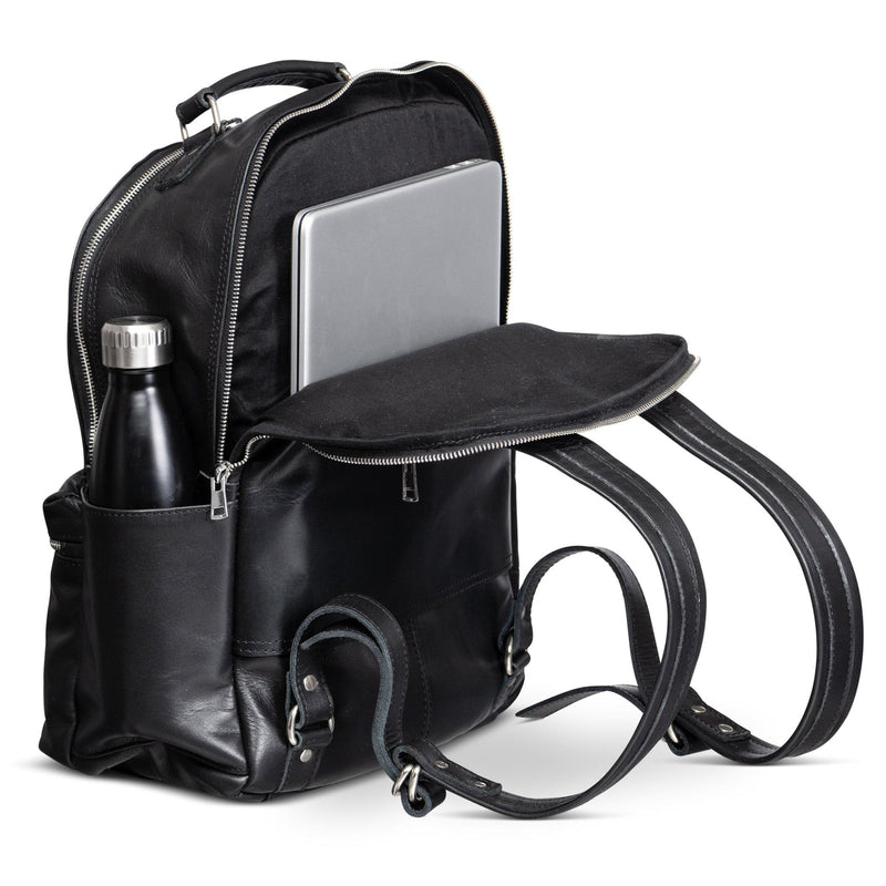 Leather Backpack Rucksack - Black Verified Leather
