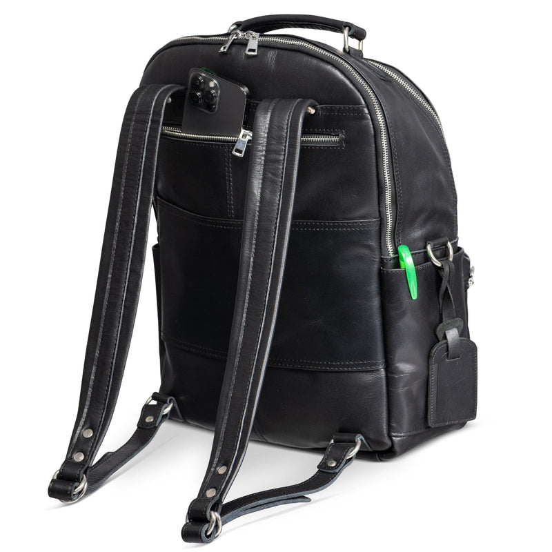 Leather Backpack Rucksack - Black Verified Leather
