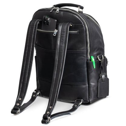 Leather Backpack Rucksack - Black Verified Leather