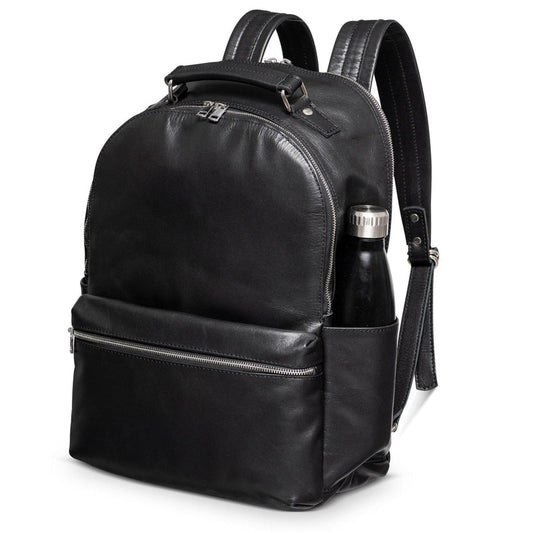 Leather Backpack Rucksack - Black Verified Leather