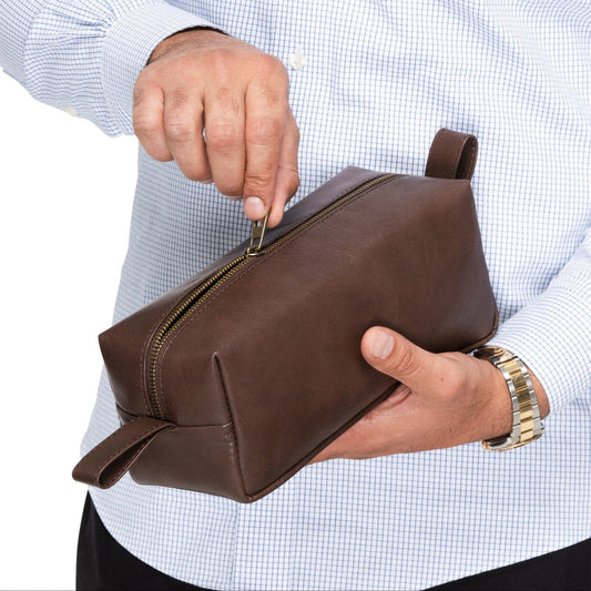 Leather Dopp Kit - Antique Brown Verified Leather