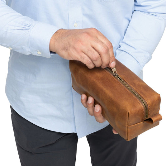 Leather Dopp Kit - Saddle Brown Verified Leather