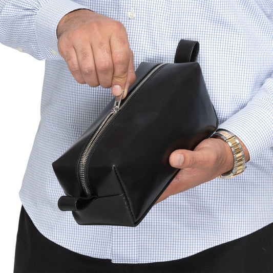 Leather Dopp Kit - Black Verified Leather