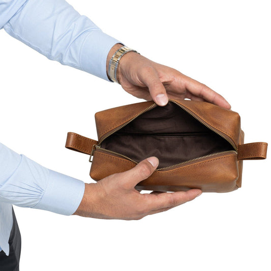Leather Dopp Kit - Saddle Brown Verified Leather