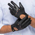 Leather Driving Gloves Men - Brown