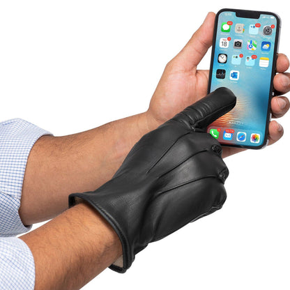 Leather Gloves Men - Black
