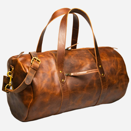 Gym Brown Leather Duffle 37L Verified Leather