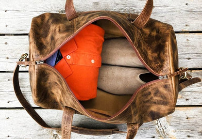 Gym Brown Leather Duffle 37L Verified Leather