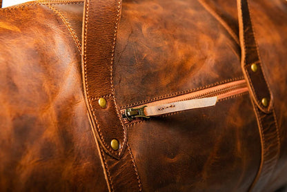 Gym Brown Leather Duffle 37L Verified Leather