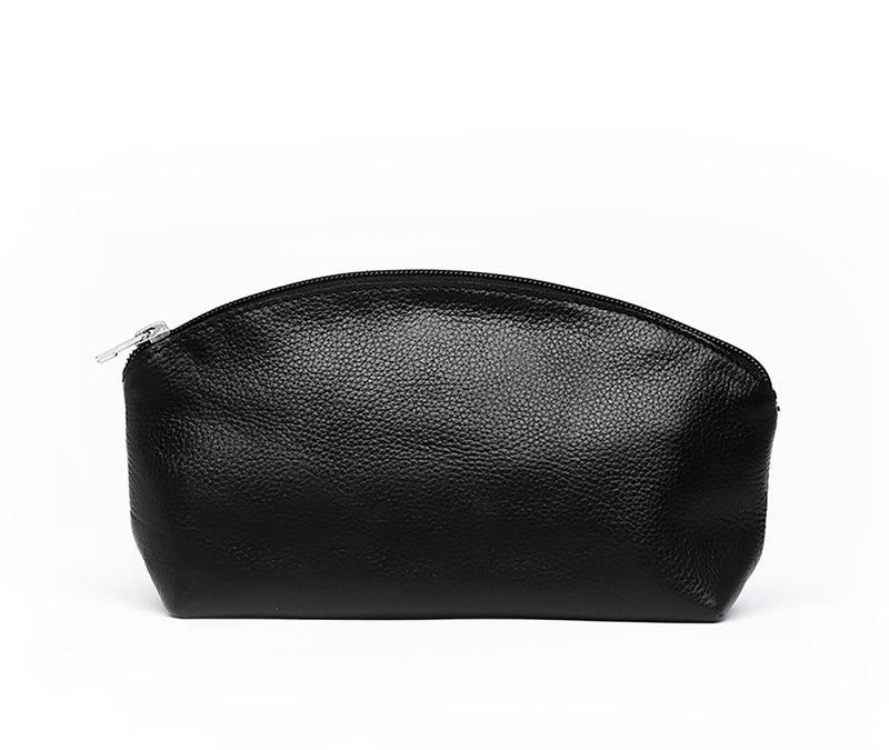 Leather Makeup Bag - Saddle Brown