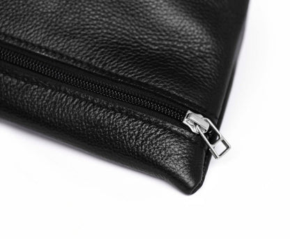 Leather Makeup Bag - Saddle Brown