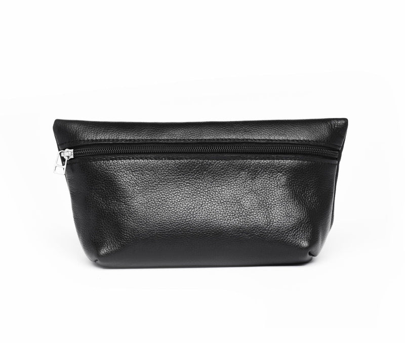 Leather Makeup Bag - Saddle Brown