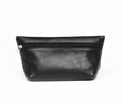 Leather Makeup Bag - Saddle Brown