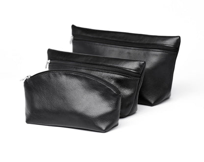 Leather Makeup Bag - Saddle Brown