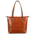 Leather Tote with Zipper- Hazelnut Brown