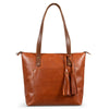 Leather Tote with Zipper- Hazelnut Brown