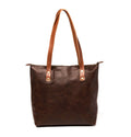 Leather Tote with Zipper- Hazelnut Brown