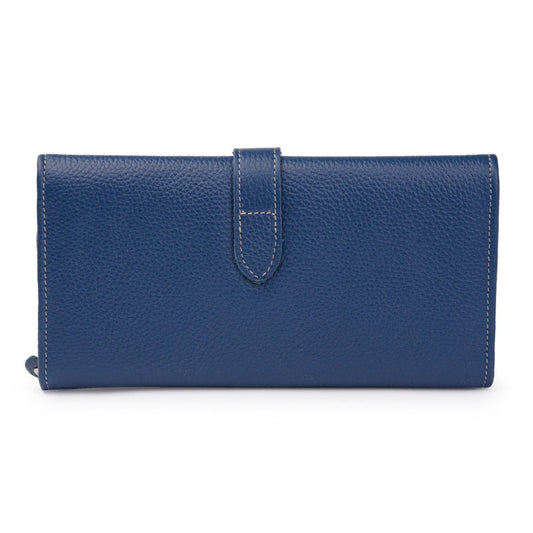 Leather Trifold Wallet - Blue Verified Leather