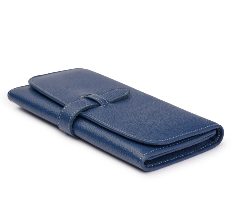 Leather Trifold Wallet - Blue Verified Leather