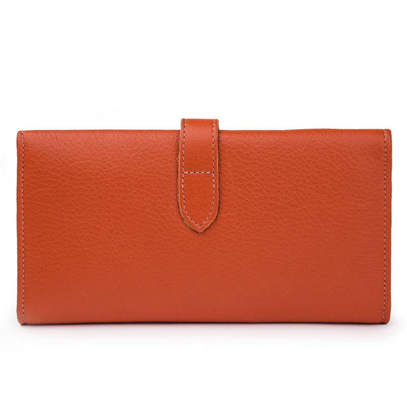 Leather Trifold Wallet - Orange Verified Leather