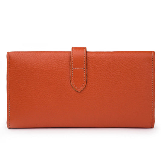 Leather Trifold Wallet - Orange Verified Leather