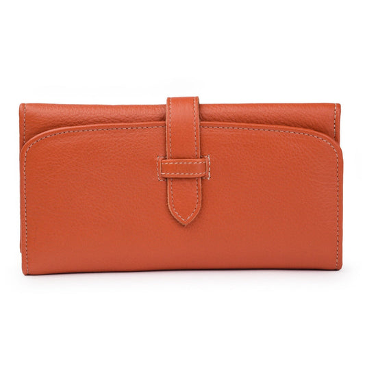 Leather Trifold Wallet - Orange Verified Leather