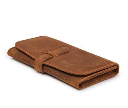 Leather Trifold Wallet - Blue Verified Leather