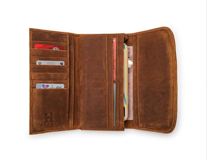 Leather Trifold Wallet - Blue Verified Leather