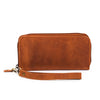 Leather Zip Around Wallet - Saddle Brown