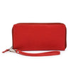 Leather Zip Around Wallet - Red